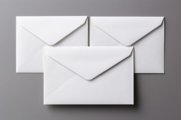 white paper office envelopes on a gray table