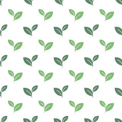 Green Leaves vector seamless pattern background.