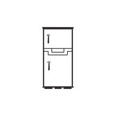 Fridge icon outline vector design element. Logotype refrigerator symbol linear style. Flat style vector template.
