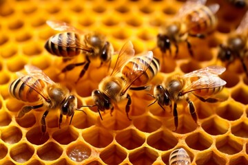 Bees on honeycomb. Generative AI