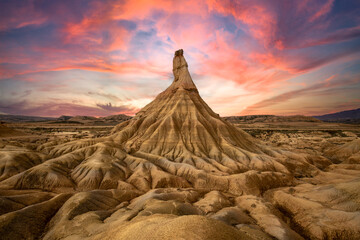 Curious geological formation due to erosion in the Bárdenas Reales natural park, Biosphere...