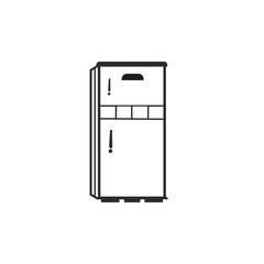 Fridge icon outline vector design element. Logotype refrigerator symbol linear style. Flat vector template isolated on white background.