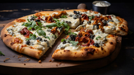 Pizza with cream cheese and capers