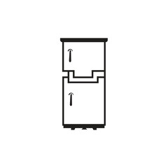 Fridge icon outline vector design. Logotype refrigerator linear style. Flat style vector template.