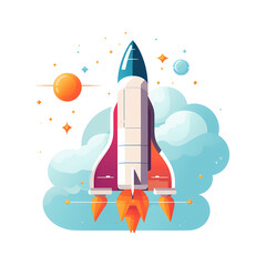 Simple flat  illustration space rocket