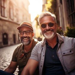 Obraz premium same-sex male couple on a romantic trip
