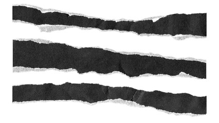 torn and ripped paper lines stripes with jagged edges from black paper in Y2K retro style, png isolated cardboard pieces on transparent background - obrazy, fototapety, plakaty