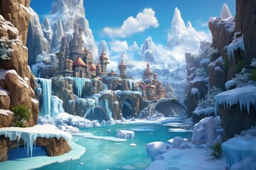 Frozen Waterfalls - Generative AI