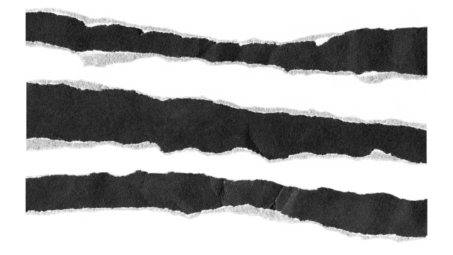 torn and ripped paper lines stripes with jagged edges from black paper in Y2K retro style, png isolated cardboard pieces on transparent background