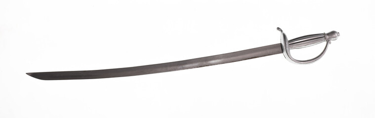 medieval silver sword isolated on white background