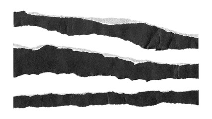 torn and ripped paper lines stripes with jagged edges from black paper in Y2K retro style, png...