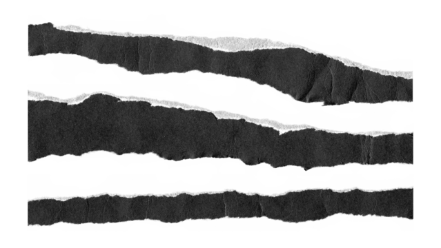 torn and ripped paper lines stripes with jagged edges from black paper in Y2K retro style, png isolated cardboard pieces on transparent background