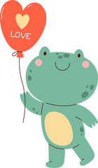 Frog With Heart Balloon