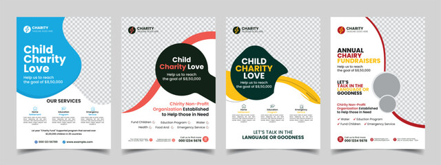 Naklejka premium kids charity flyer design donation social banner poster template 