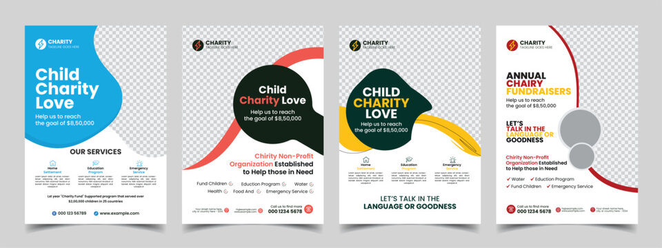 kids charity flyer design donation social banner poster template 