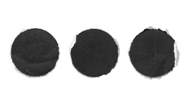 torn and ripped paper circles rounds with jagged edges from black paper in Y2K retro style, png isolated cardboard pieces on transparent background - Powered by Adobe