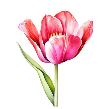 watercolor tulip flowers illustration on a white background.