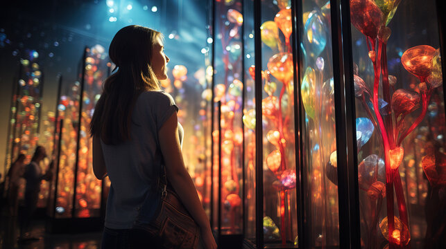 person exploring an interactive art exhibit, emphasizing the power of immersive experiences to inspire and engage