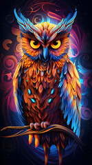 owl made of fractals psychedelic prismatic - generated by AI