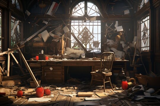 An old and messy basement