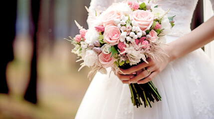 BRIDE WITH WEDDING BOUQUET. legal AI