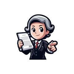 Cute happy Female lawyer mascot logo, clipart logo of woman lawye, attorney logo