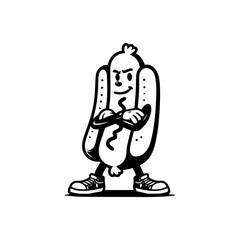 Mascot logo of happy HotDog Junkfood Fastfood