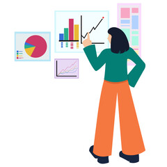 person with idea, business graph icon