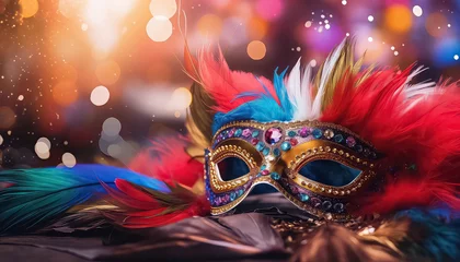 Gordijnen Colored Masquerade Mask, concept carnival © yurakrasil