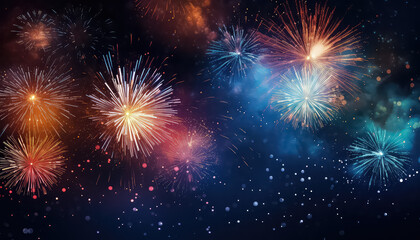 Obraz na płótnie Canvas Colored fireworks in the sky, concept carnival
