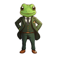 Cute cartoon frog in a suit Generative AI
