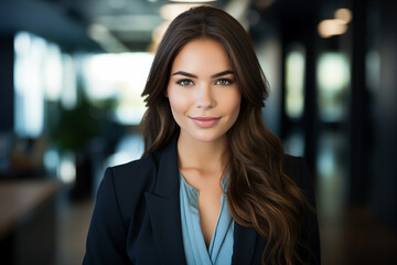 Obraz premium Attractive lady executive business leader manager looking at camera generative AI