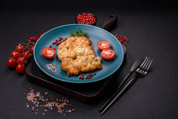 Delicious baked chicken or turkey chops with salt, spices and herbs