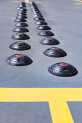 Closeup Speed Bumps On The Road