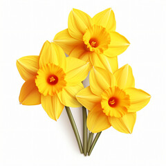 Daffodil flowers isolated on white background