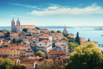 Fototapeta na wymiar Panoramic view of the old town of Dubrovnik, Croatia, panorama of the mountains, AI Generated