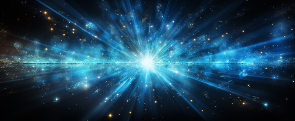 Fototapeta premium Magic luminous azure glow design on dark background 3d render_