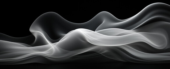 Abstract white and black glows with smoke background. 3d render_