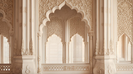 Beautiful Images of Taj Mahal - Wonder of the World - Taj Mahal Mughal Architecture in India - Generated by AI - obrazy, fototapety, plakaty