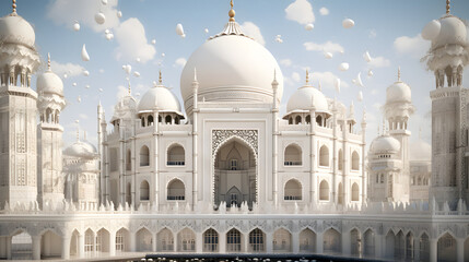 Fototapeta na wymiar Beautiful Images of Taj Mahal - Wonder of the World - Taj Mahal Mughal Architecture in India - Generated by AI