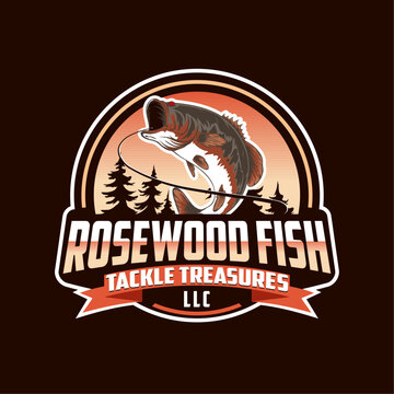 Design an adventurous fishing logo in vector.