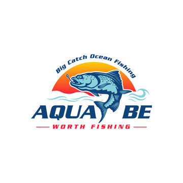 Have fun on Surffishing logo desing in vector