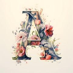 Typographical logo floral letter A serif typeface - Generated by AI