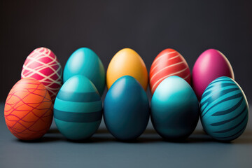 Fototapeta na wymiar Bright modern dyed Easter eggs
