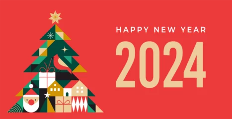 Gardinen Happy New Year 2024, poster, banner and card design © Marina Zlochin