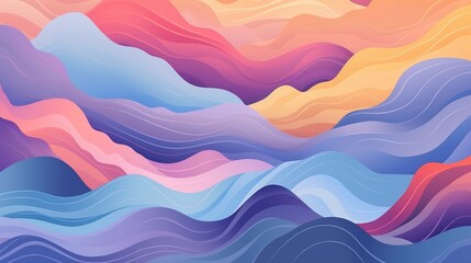 Fototapeta premium Abstract mountain landscape seamless pattern. Colorful wave background