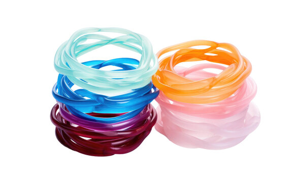 Elastic Hair Tying Bands on Transparent Background