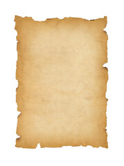 Old mediaeval paper sheet. Parchment scroll isolated on white - 675246893