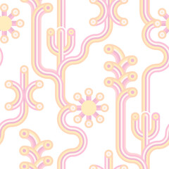 in Cybernetic Garden. Vector Seamless Pattern. - 675247022