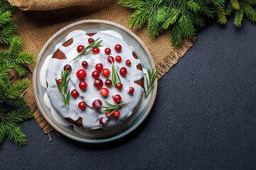 Delicious Christmas cake, a festive holiday treat.